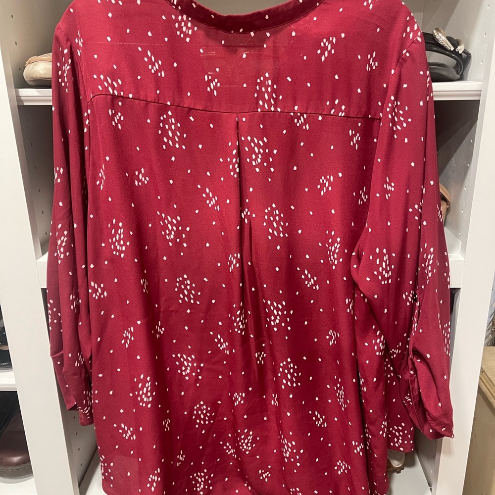 Lush Red and White Patterned Blouse - Picture 3 of 3